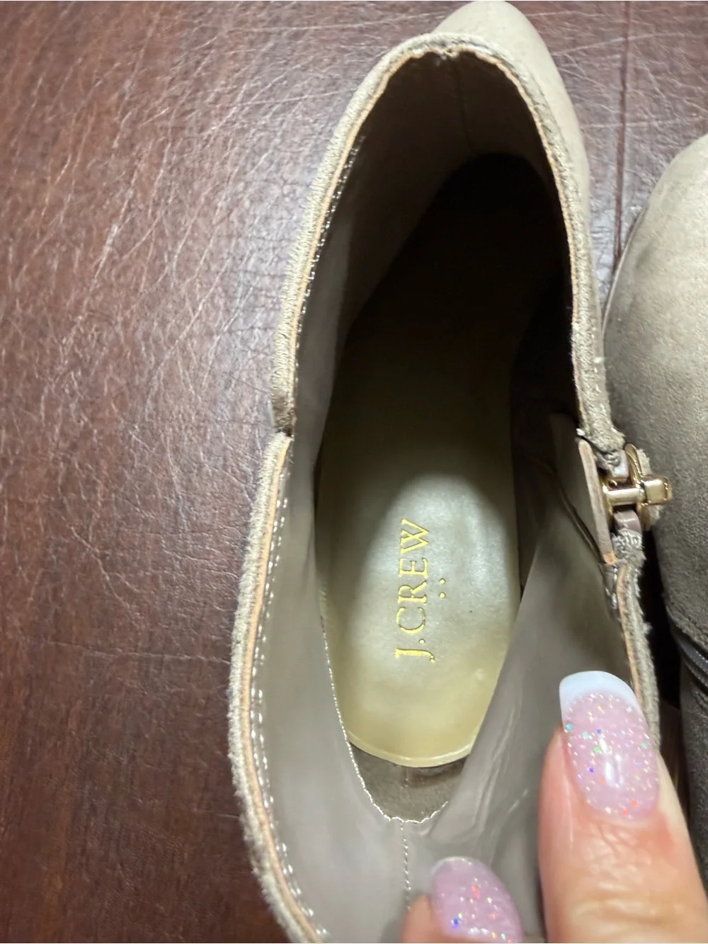 J. Crew Taupe Suede Ankle Booties with Side Zip